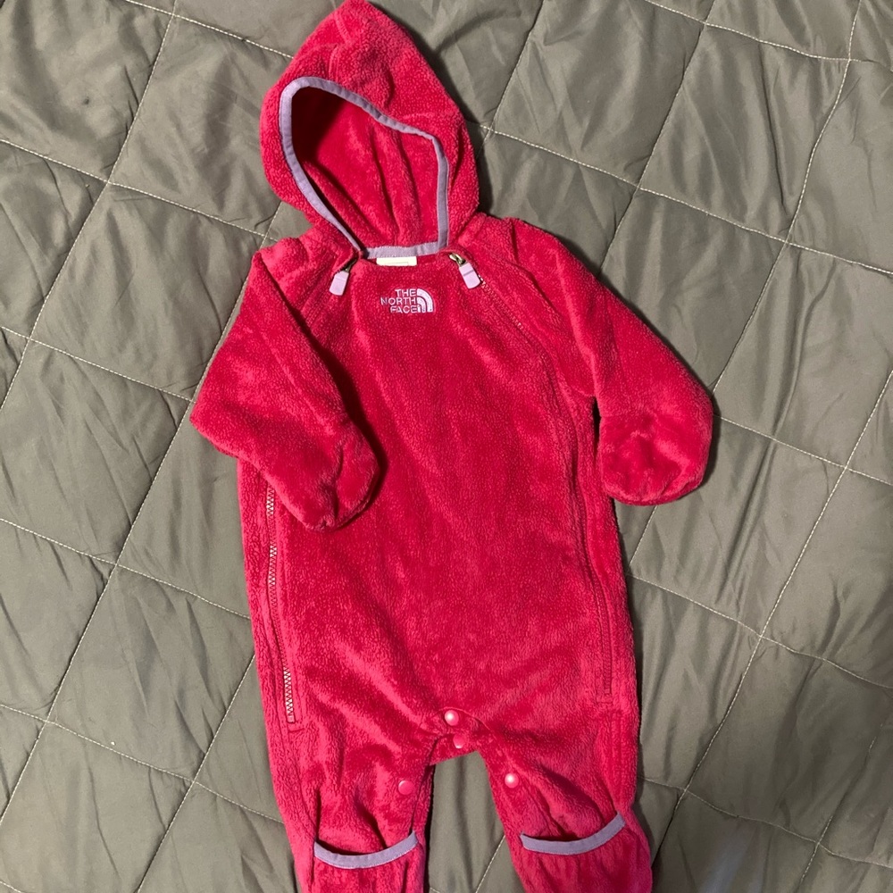 North face pink suit size 3 - 6 months
